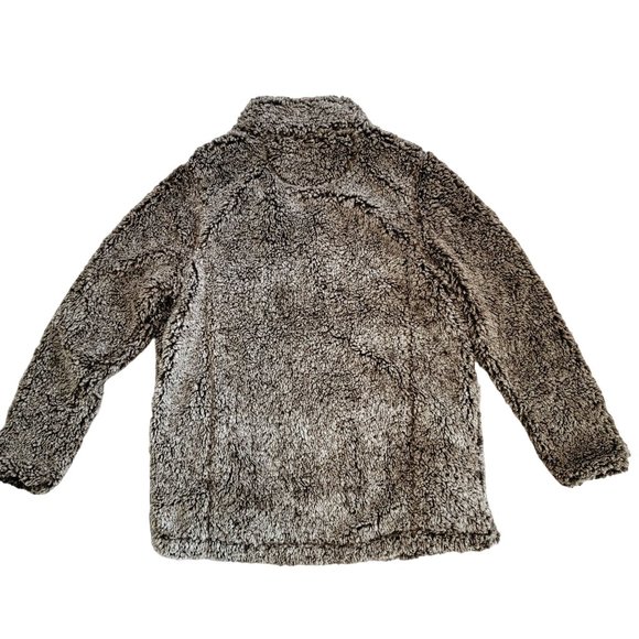 nordic fleece super soft quarter zip pullover brown faux fur sweater size large - Picture 2 of 5